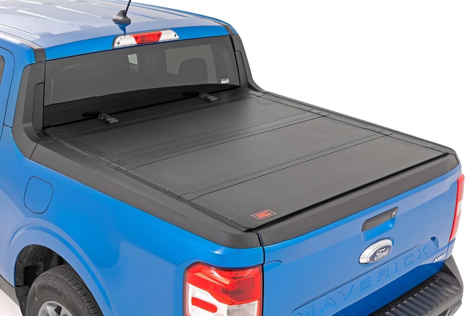 Rough Country Hard Tri-Fold Truck Bed Tonneau Cover for Ford Maverick (2022-2025) - Aluminum Flip-Up Folding Bed Cover, Fits 4'6 (54.4
