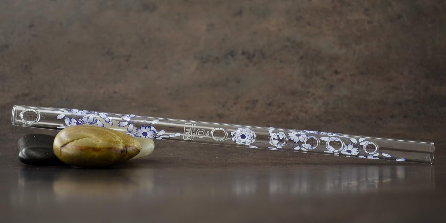 Hall Crystal Flute 11016 - Inline Glass Piccolo in D - Blue Delft
