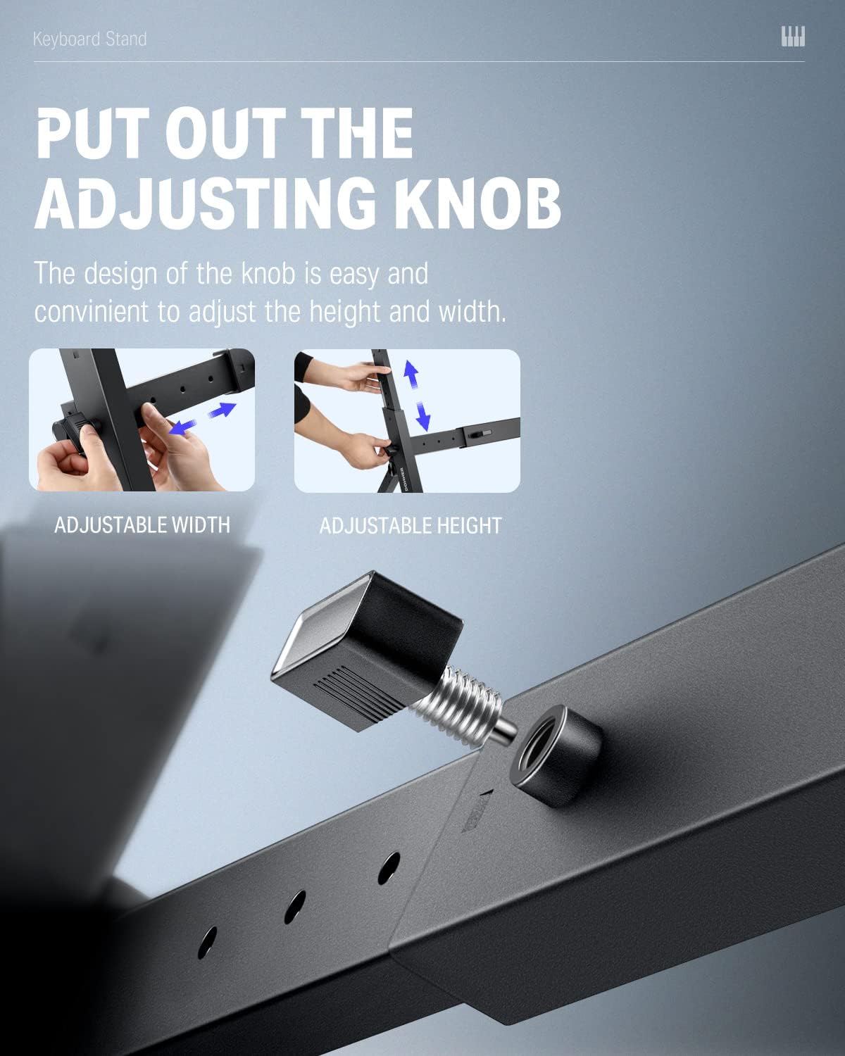 Donner Folding Keyboard Stand, Z-style Heavy-Duty Portable Piano Stand, Adjustable and Collapsible, Suitable for 37 54 61 88 Key MIDI Keyboard Electronic Keyboards Digital Pianos, DKS-100