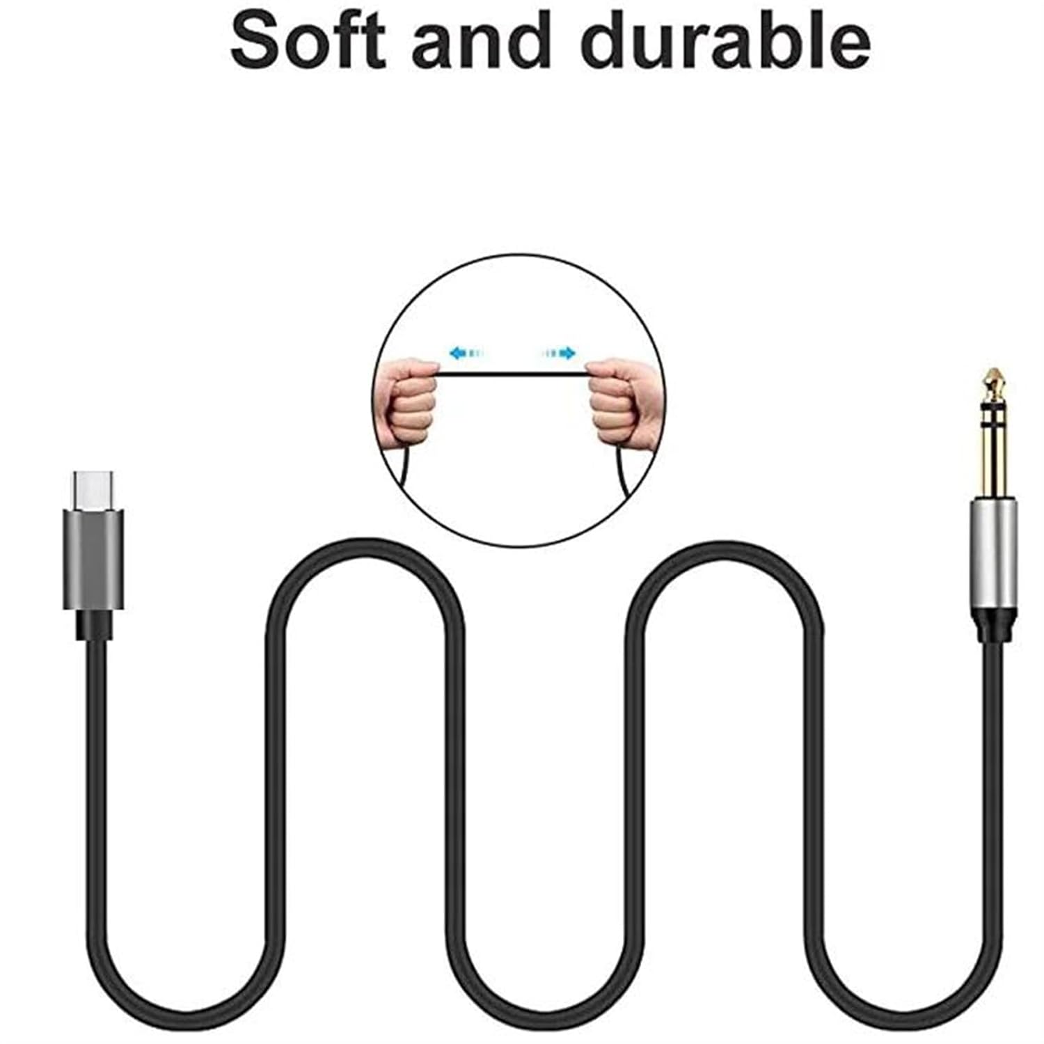 5m Type-C to 6.35mm Cell Phone Connection Electronic Piano Guitar Microphone Amplifier Audio Cable