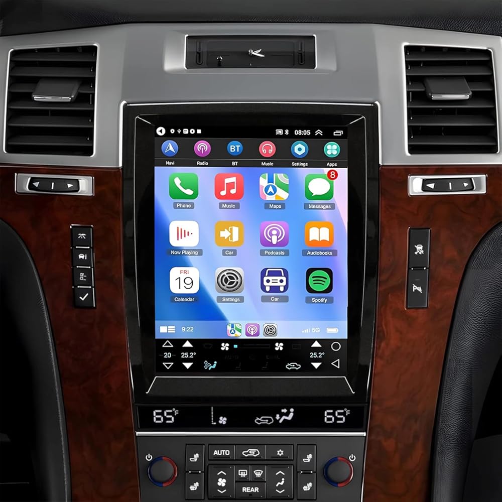 9.7 inch Touchscreen Car Stereo for Cadillac Escalade 2007-2012, Android 15 Double Din Car Radio with Carplay & Android Auto in-Dash Navigation BT Mirror Link WiFi Backup Camera 4+64G