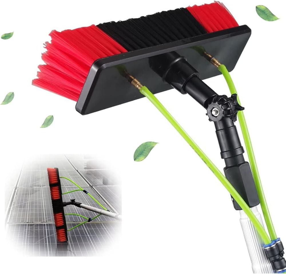 5m-12m Window Cleaning Pole, Window Cleaner Kit, Water/Hose Fed Pole, Window Cleaning Brush Equipment, Cleaning Photovoltaic and Solar Panels/ 9m Rod / 30cm Brush Head