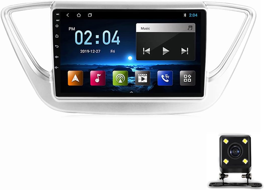 9 Inch Car Stereo Bluetooth Multimedia MP5 Player, Touch Screen Car Stereo for Hyundai Verna 2017-2018 with Steering Wheel Control/GPS Navigation/Carplay/DSP/USB/FM Radio