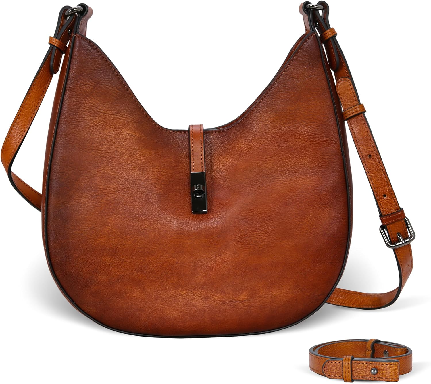 Iswee Leather Shoulder Bag Designer Crossbody Bags for Women Crescent Purse Hobo Handbags Everyday Purse