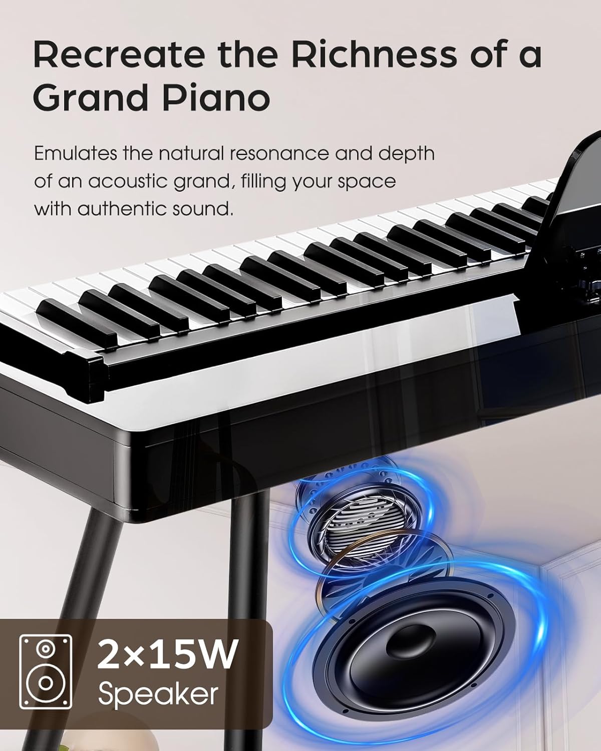 88 key Weighted keyboard, Advanced Chip Hi-Fi Digital Piano with Grade Hammer Action, 128 Tone, Three Pedal, Electric Piano Upright for Adult Beginner Intermediate Player (Glossy Black)