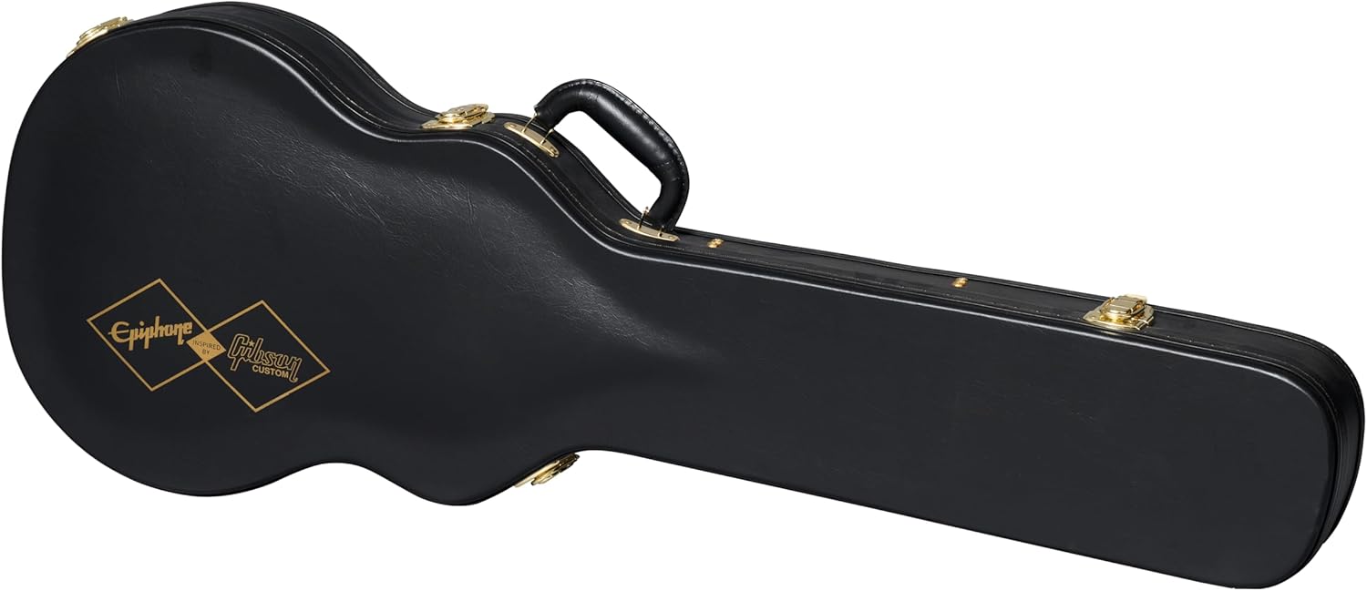 Epiphone Inspired by Gibson Custom Les Paul Custom, Ebony Gold Hardware with Hard Case
