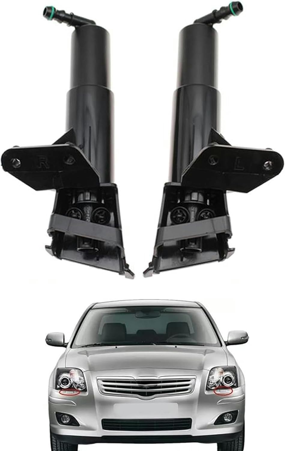 Car Headlight Washer Nozzle 2Pcs Car Headlight Washer Nozzle Head Light Cleaning Jet Pump 85208-05021 85207-05021 Water Sprayer for Avensis 2006-2008 T25