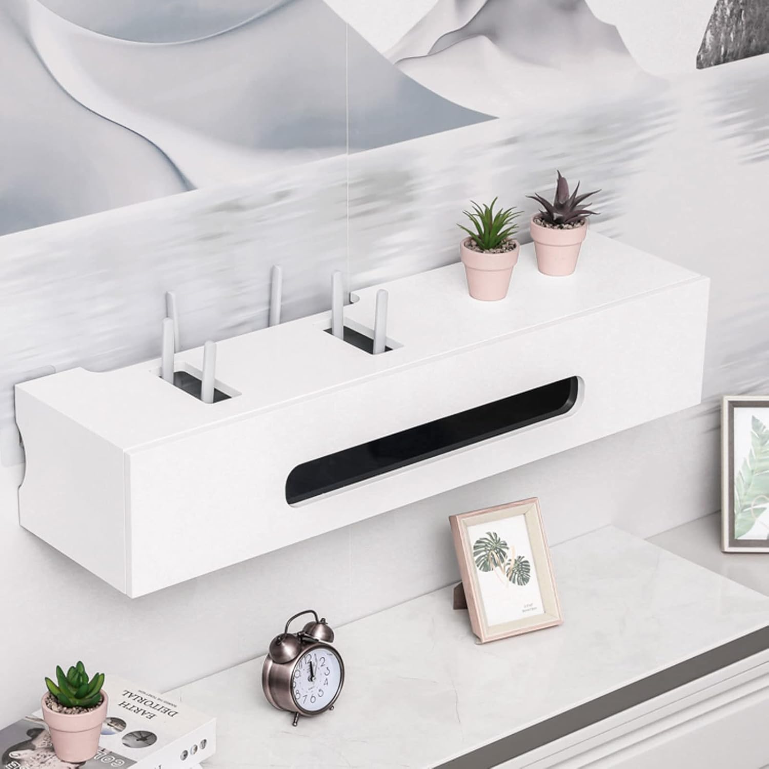 Wall Shelf Floating Shelf Wall Mounted TV Cabinet TV Stand TV Console Display Shelf Wall Power Outlet Multimedia Storage Shelf Decoration Shelf Wall Mount Corner Shelves Wall Unit Decor