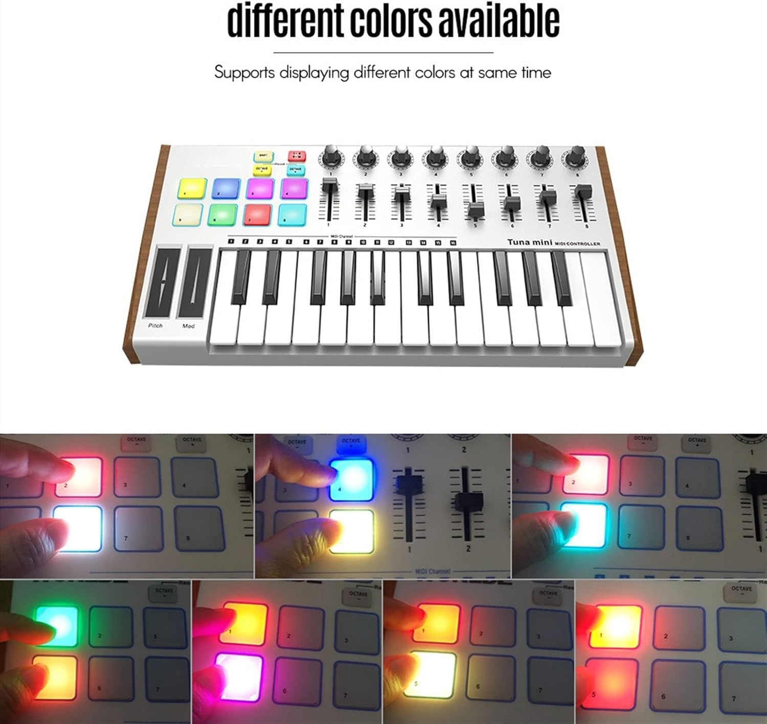 Keyboard Piano 25-Key MINI Ultra-Portable USB MIDI Keyboard Controller MIDI Controller 8 RGB Backlit Trigger Pads
