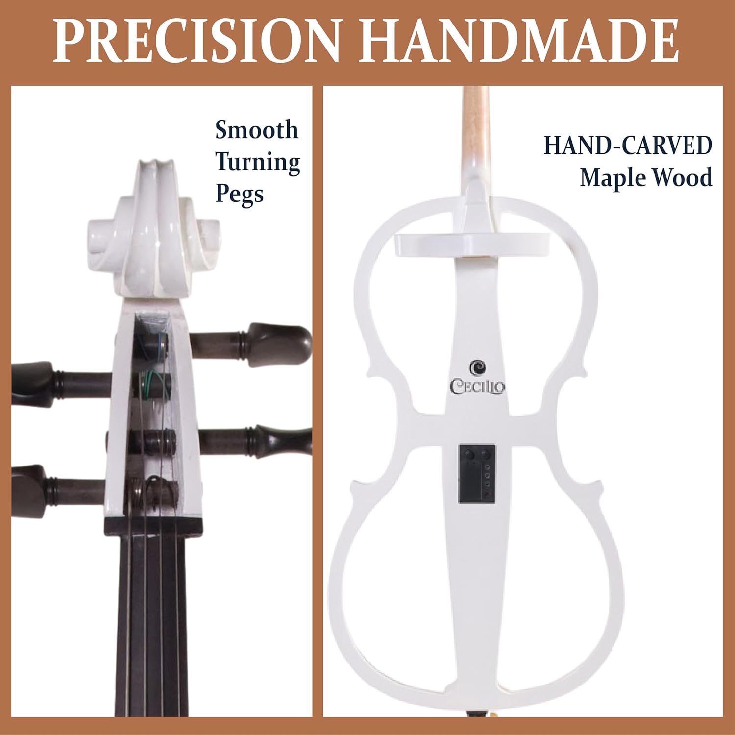 Cecilio 4/4 CECO-1WH Pearl White Electric Cello with Ebony Fittings in Style 1 (Full Size)