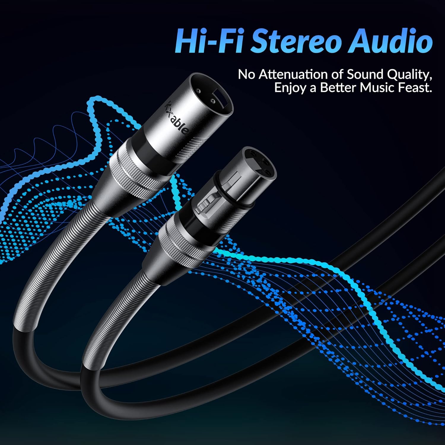 XLR Microphone Cables (15FT, 10-Pack), XLR Male to Female Balanced Mic Cable, 3-Pin Shielded Speaker Cord, Zinc Alloy Connectors, Premium 22AWG Pure Copper, Metal Spring SR, Recording Studio, Podcast