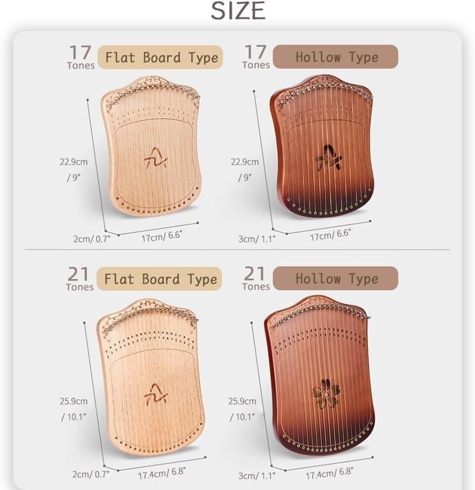 21 Metal Strings Thumb Harp with Tuning Wrench, Spare Strings and EVA Bag,Lyre Harp, Fingerpicking String Instrument (Color:Default)