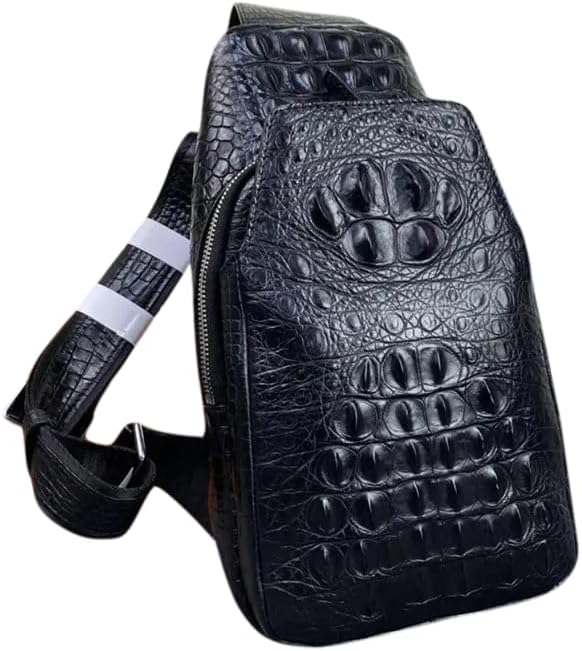 Authentic Real True Alligator Leather Men's Casual Chest Bag Genuine Exotic Crocodile Skin Male Cross Shoulder Bag Travel Bag