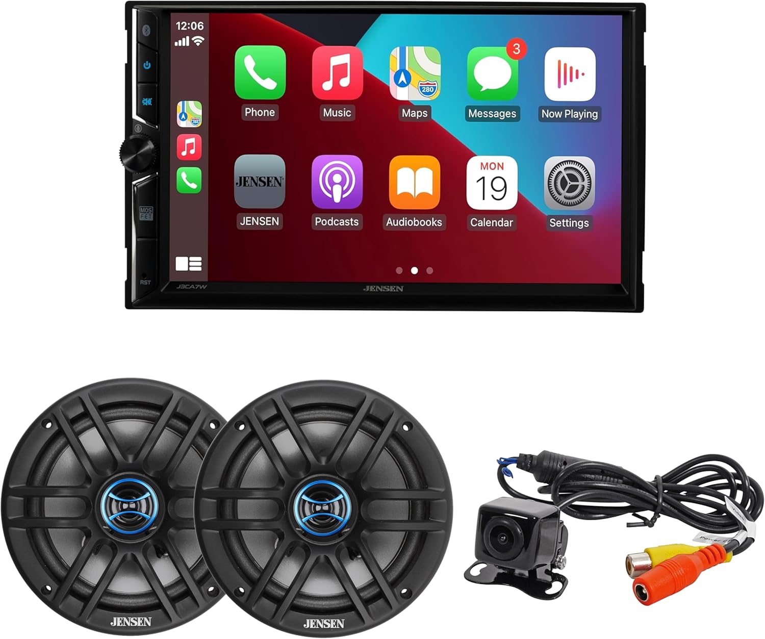JENSEN J3CA7W-BUC 7-inch Car Stereo with BUCAM100J Backup Camera & JS62 6.5 inch Speakers