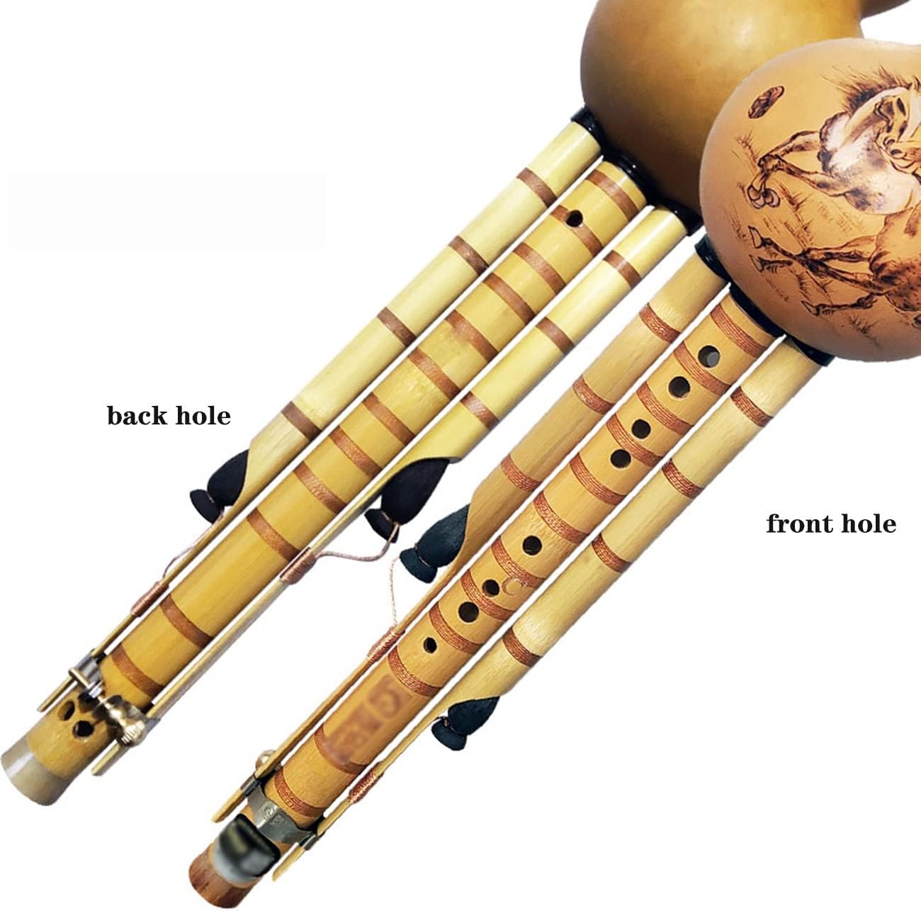 Nine-Hole Cucurbit Silk Beginner Adult C-Flat B Cucurbit Professional Gourd Flute Piccolo Wind Instrument Soft Tone, Performance Recording (Color : Wood, Size : B-Flat)