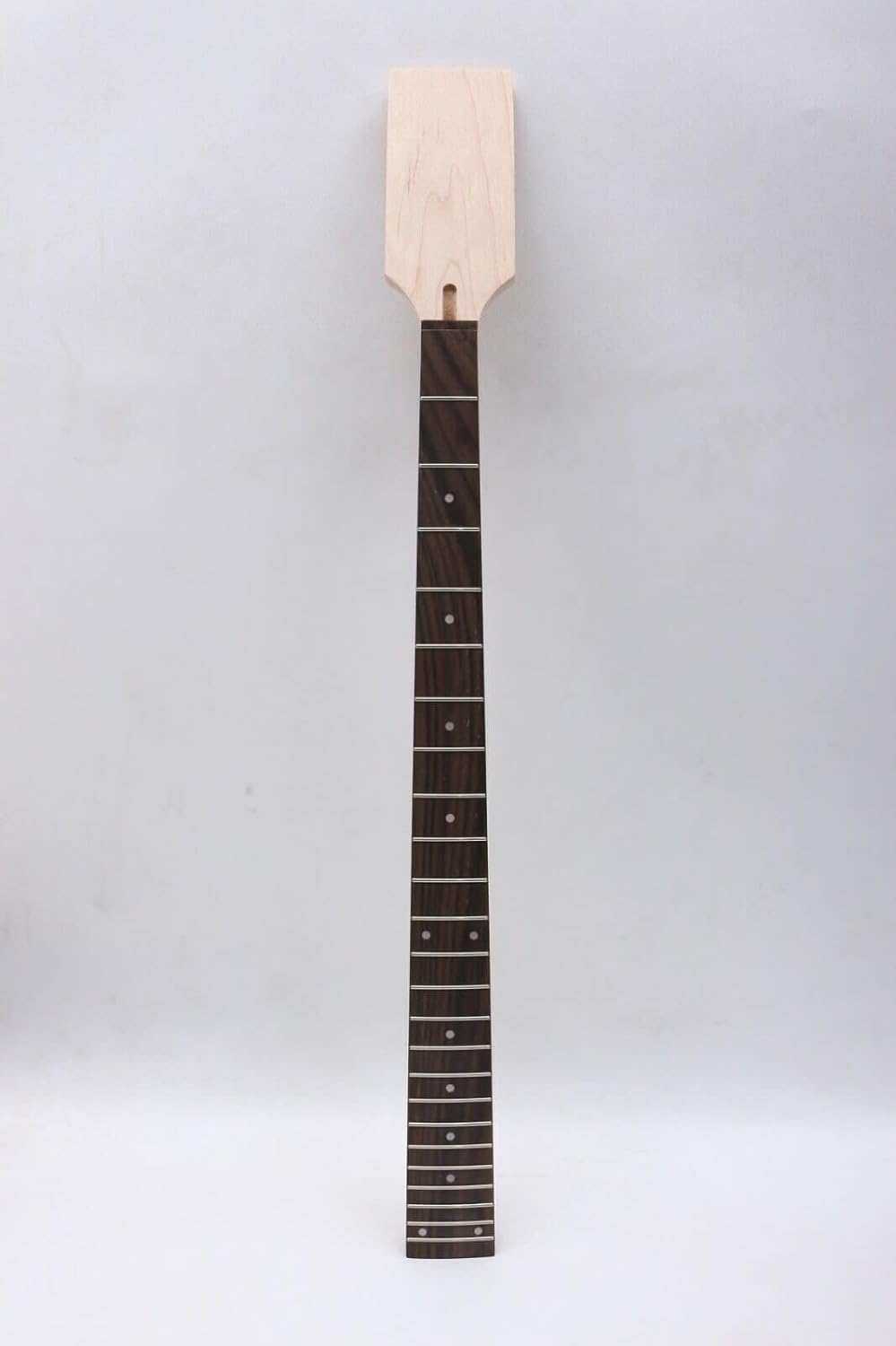 Maple Unfinished Electric Bass guitar neck 24 Fret 34inch Rosewood Fretboard Paddle head Dot Inlay Electric Guitar Neck Replacement (24 Fret 34inch （38mm nut width, 65mm heel width）)
