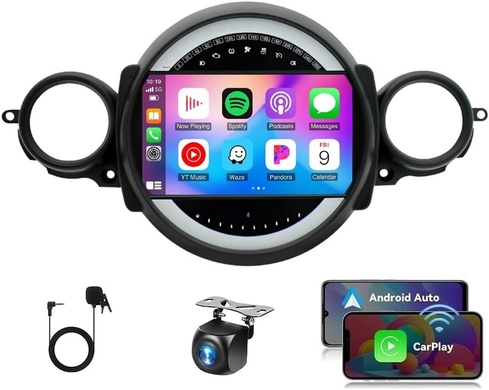 4+64GB Car Stereo Radio with Wireless Carplay Android Auto for Mini Cooper R56 2007-2014, 9