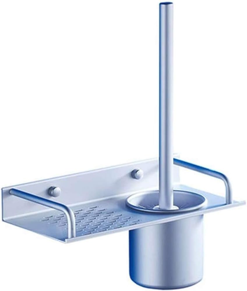 Creative Toilet Brush with Shelf Wall Mounted Toilet Brush, Compact Design Aluminum Toilet Brush Set Toilet Brush