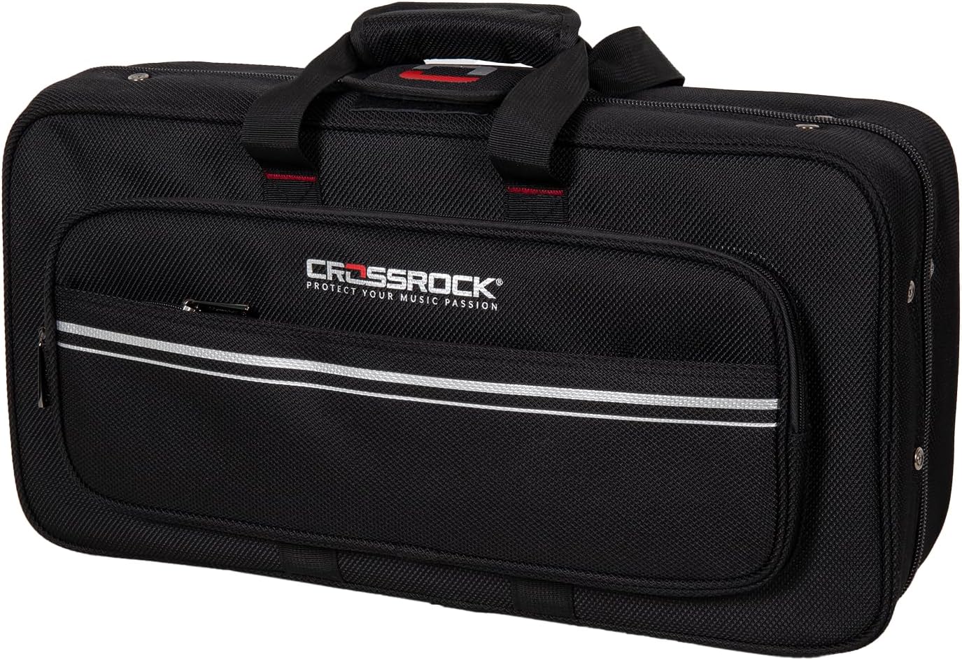 Crossrock Bb Trumpet Foam Case | Lightweight Black Gig Bag with Modern Fabric, Plush Interior & Storage Compartments (CRP300TRBK-R)