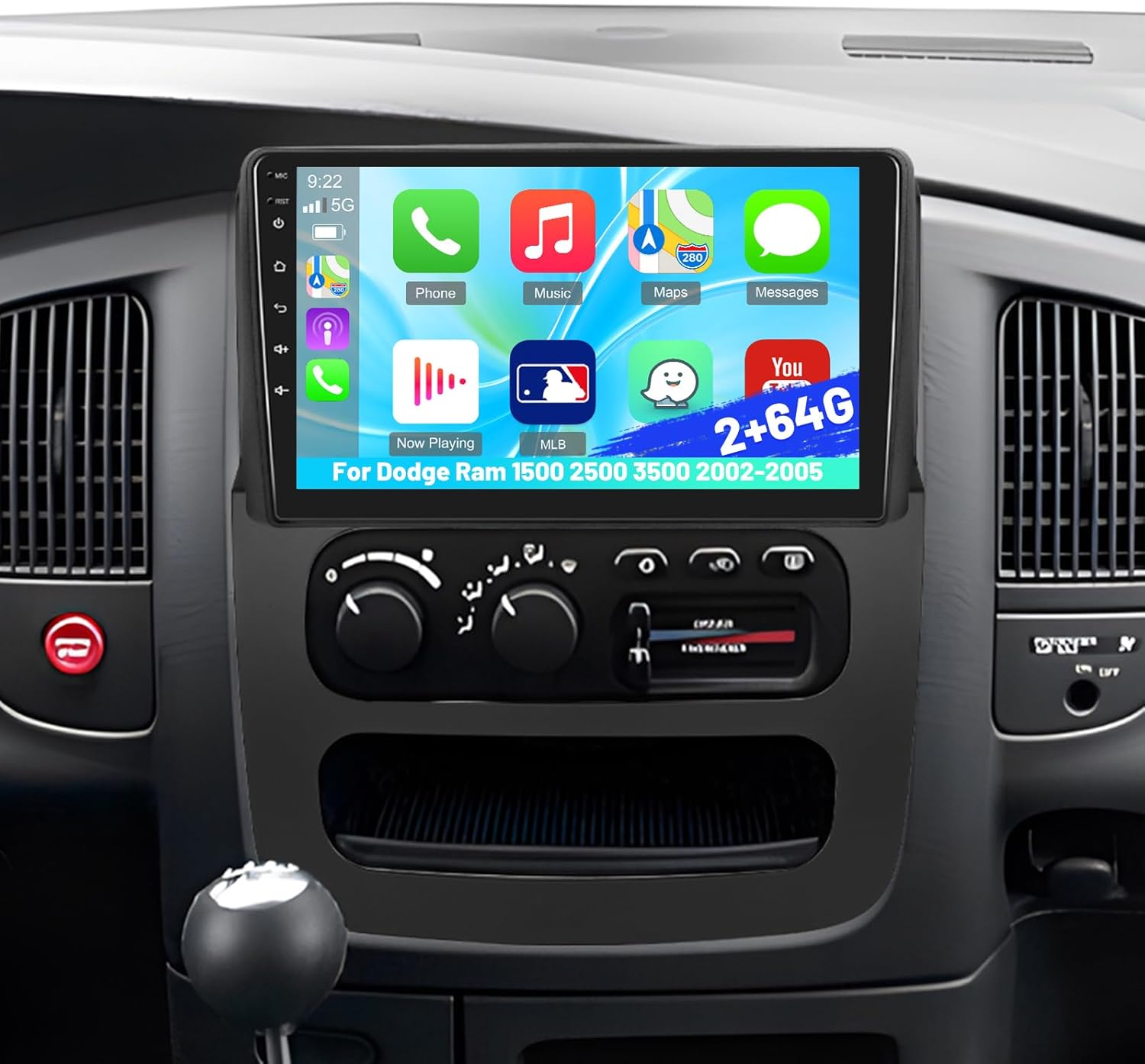 [2G+64G] Radio for Dodge Ram 1500 2500 3500 2002 2003 2004 2005, Android Touch Screen Dodge Ram Car Stereo, Carplay/Android Auto/Bluetooth/WiFi