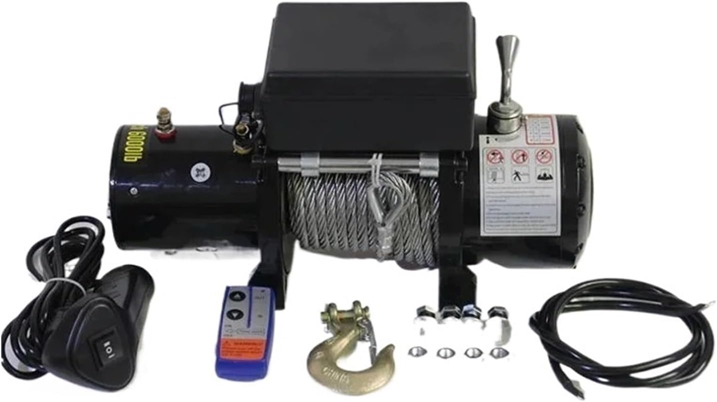 12V 24V 2721kg 2KW 6m/min Car Mounted Electric Winch Electronic Car Winch for Off-Road Vehicle Winch Electromagnetic Brake(24V)