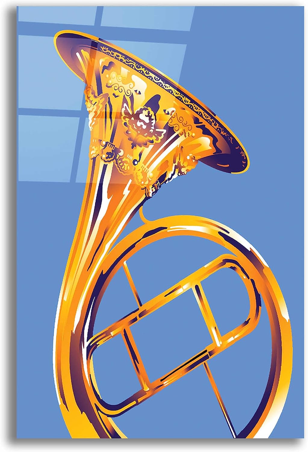 Epic Art 'French Horn 8' by David Chestnutt, Acrylic Glass Wall Art, 16