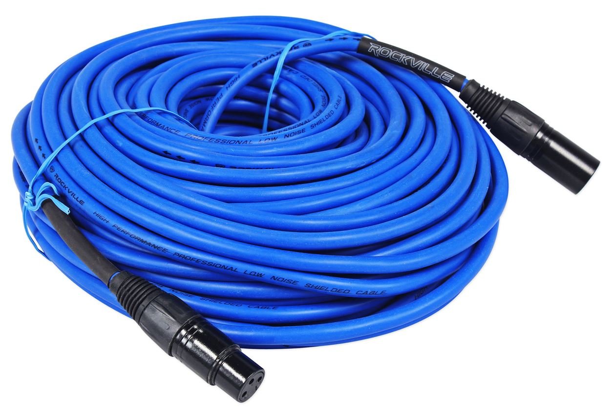 Rockville (4 RCXFM100P-BL Blue 100' Female to Male REAN XLR Mic/Speaker Cable