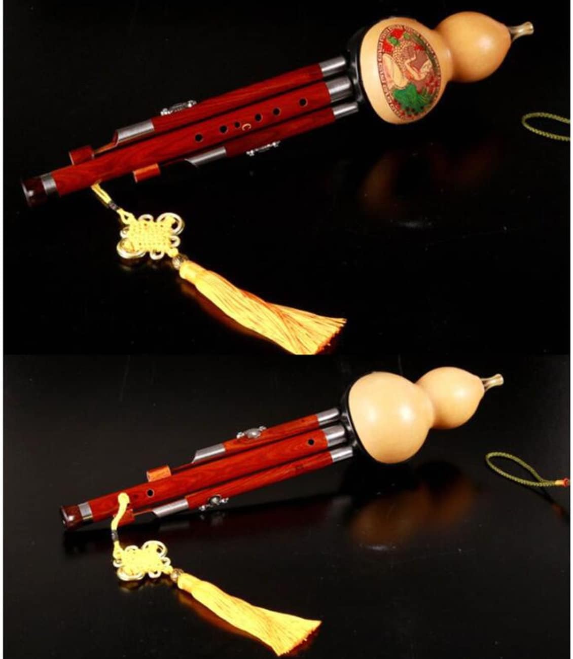 Children's Gift Flute Musical Instrument Professional Learning Hulusi Woodwind Playing C Flat B Calabash Flute Send Box (Color : Brown, Size : C-Key)