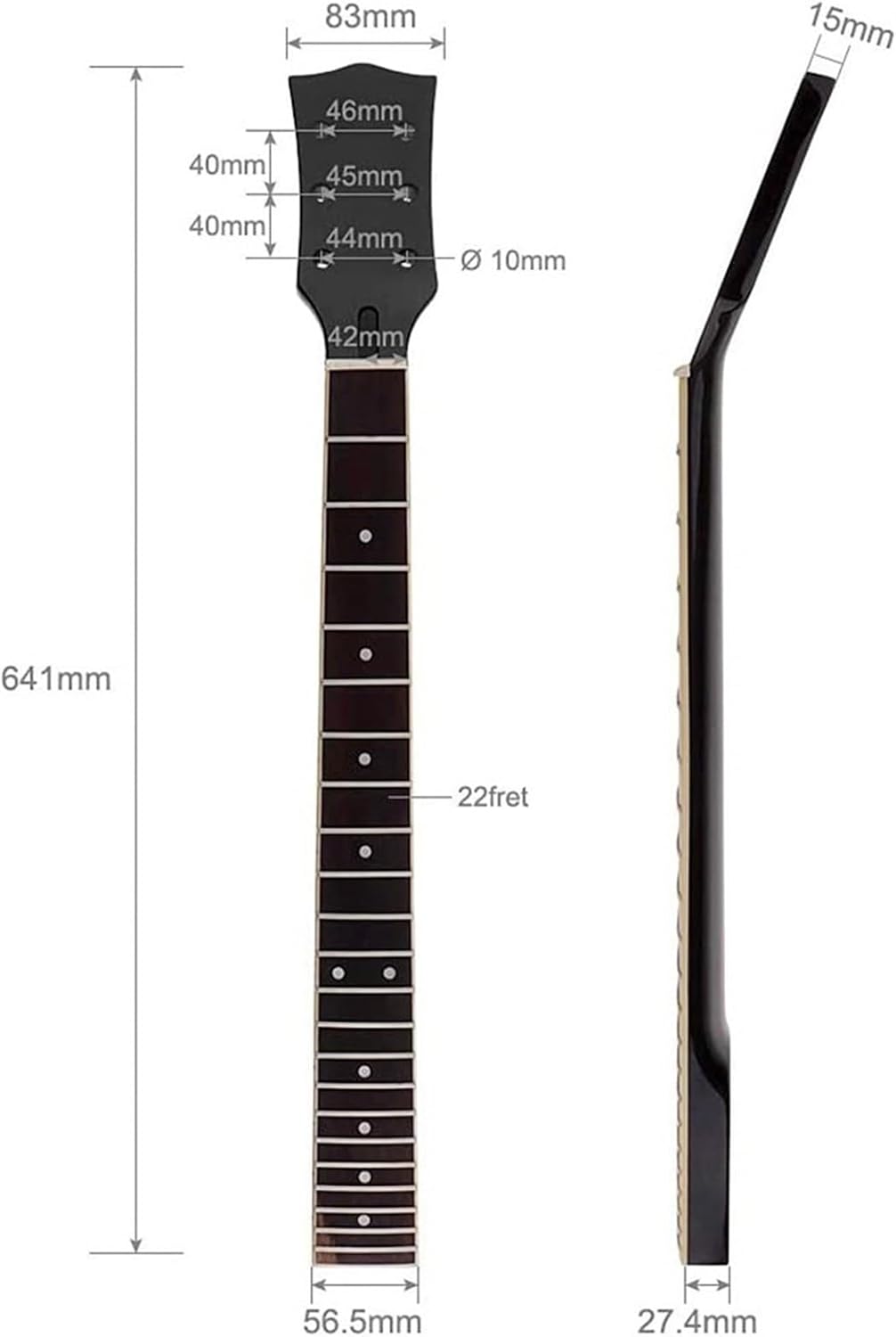 Replacement Guitar Neck Glossy Black 22-fret Maple Electric Guitar Neck Rosewood Fingerboard