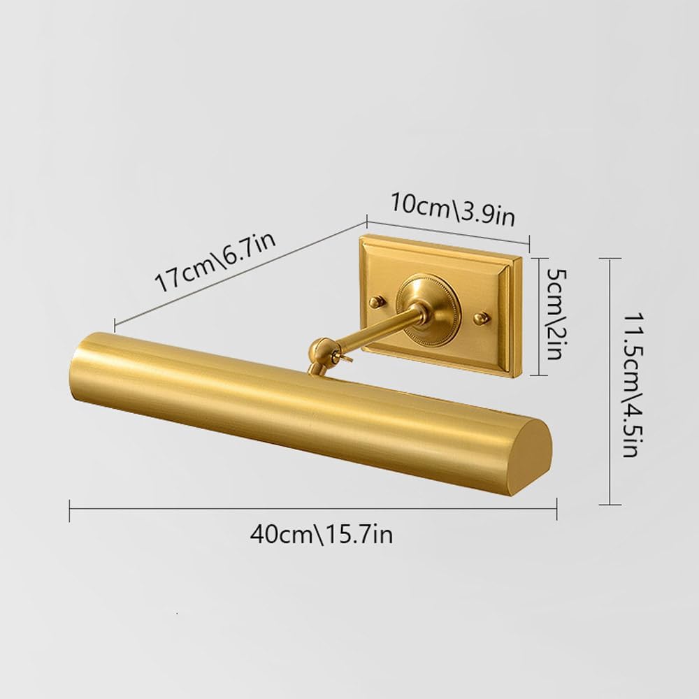 2-Light Picture Lights for Wall, Brushed Gold Bathroom Vanity Light Fixture, Brass Wall Mount Lamp, Indoor Vintage Vanity Lamp Art Lights for Painting Bathroom Cabinets Mural Lighting