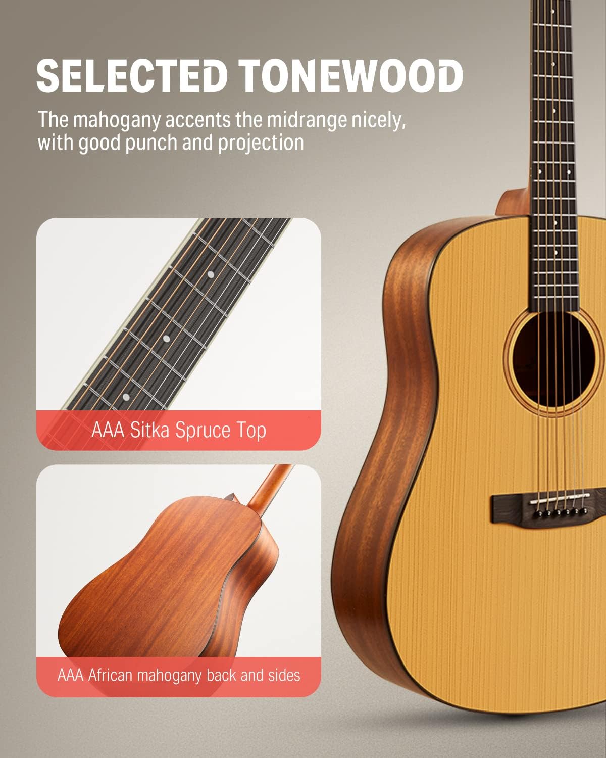 Donner Acoustic Guitar for Beginner-Guitar Foot Stool