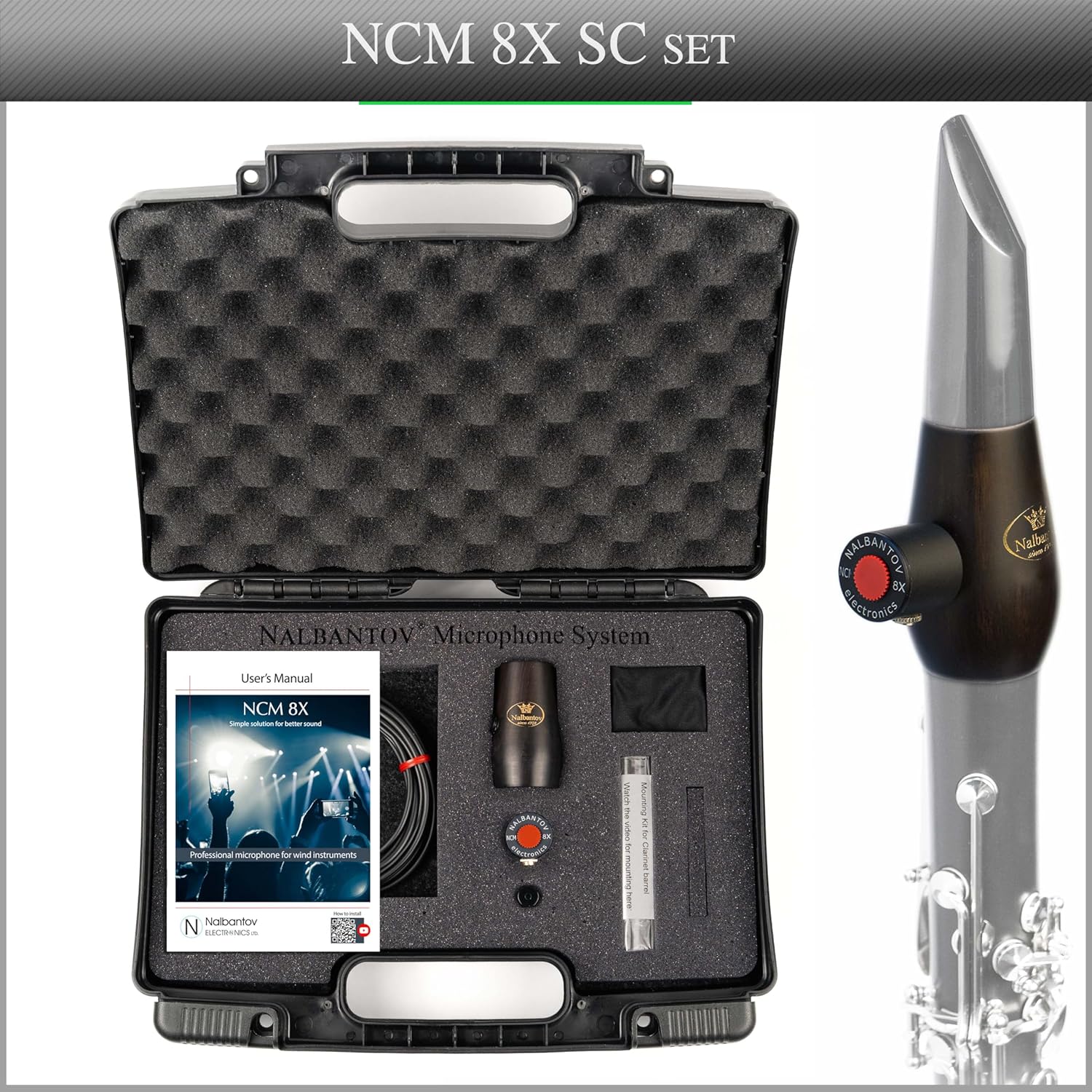 Clarinet Microphone NCM 8X SC Set: Pickup System, Grenadilla Clarinet Barrel, Cable and More