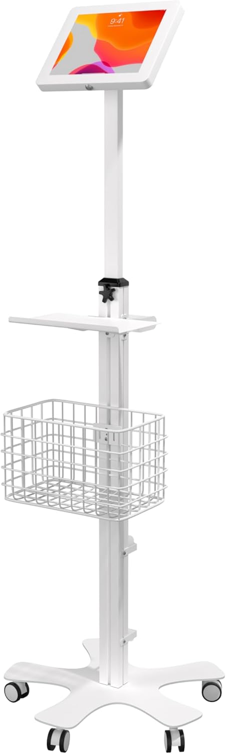 Premium Medical Tablet Stand – CTA Height Adjustable Mobile Tablet Stand with Add-ons for Healthcare - for iPad 11 (A16) - Pro 11-inch M4 - Air 11-inch M3- iPad 10th Gen - Galaxy Tab & More Tablets