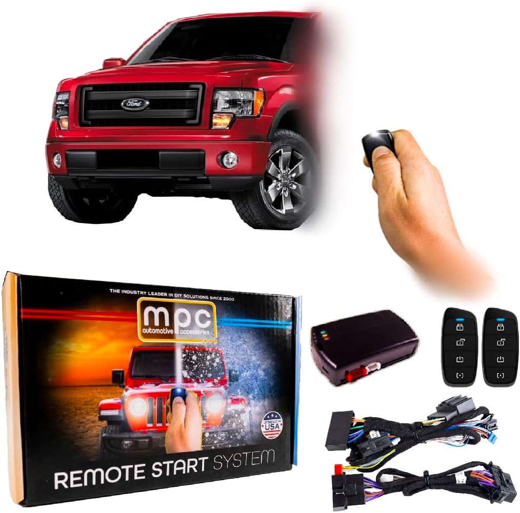 MPC 4-Button Remote Starter Compatible with 2011-2014 Ford F-150 - T-Harness - Includes (2) 4-Button Extended Range Remotes - Up to 3,000 ft - Firmware Preloaded - USA Tech Support