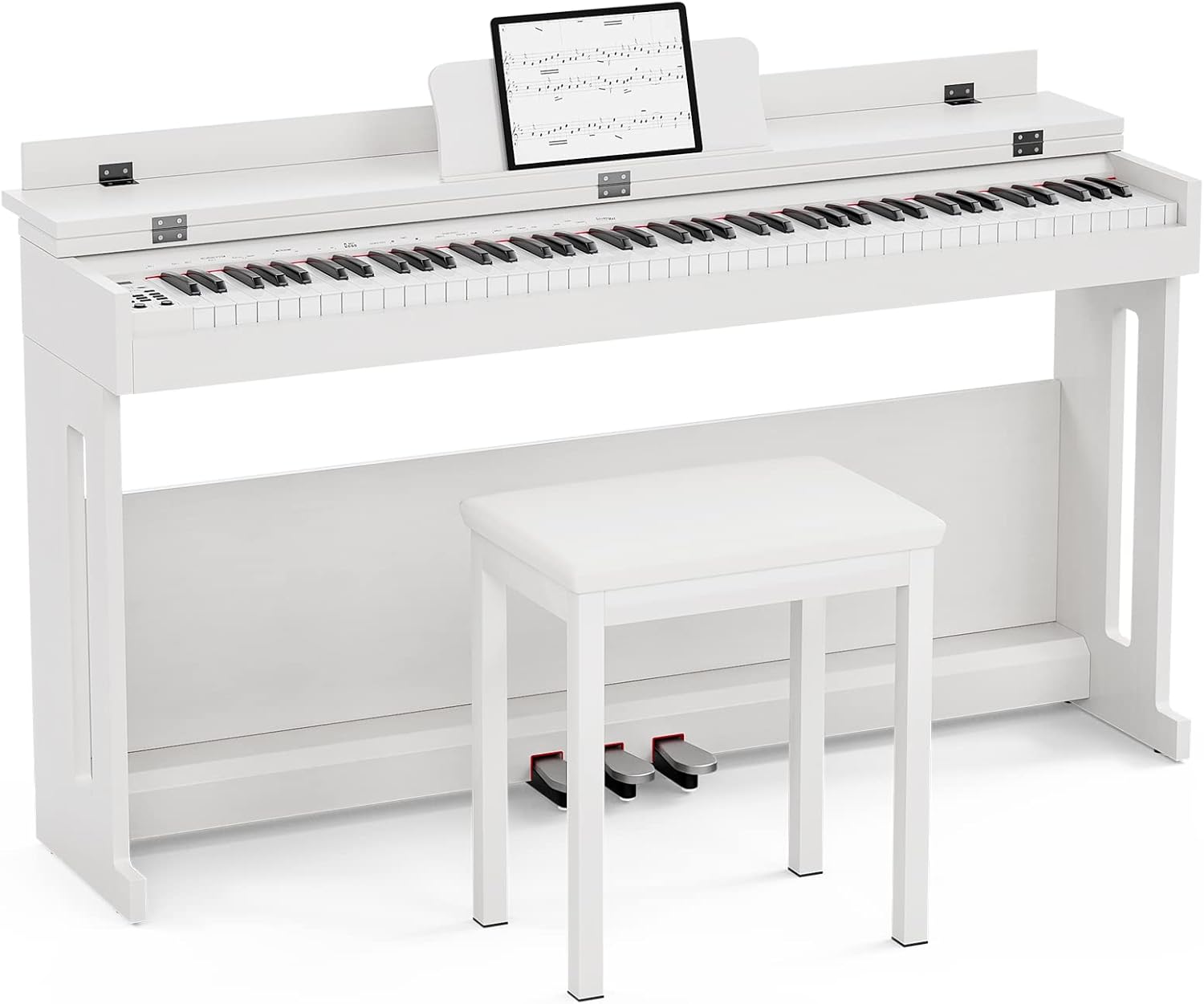 UMOMO UMP-716 88 Key Weighted Keyboard Piano with Piano Bench, Beginner Digital Piano Full Size Heavy Hammer Weighted Action Electric Piano Keyboard with USB & MIDI, White