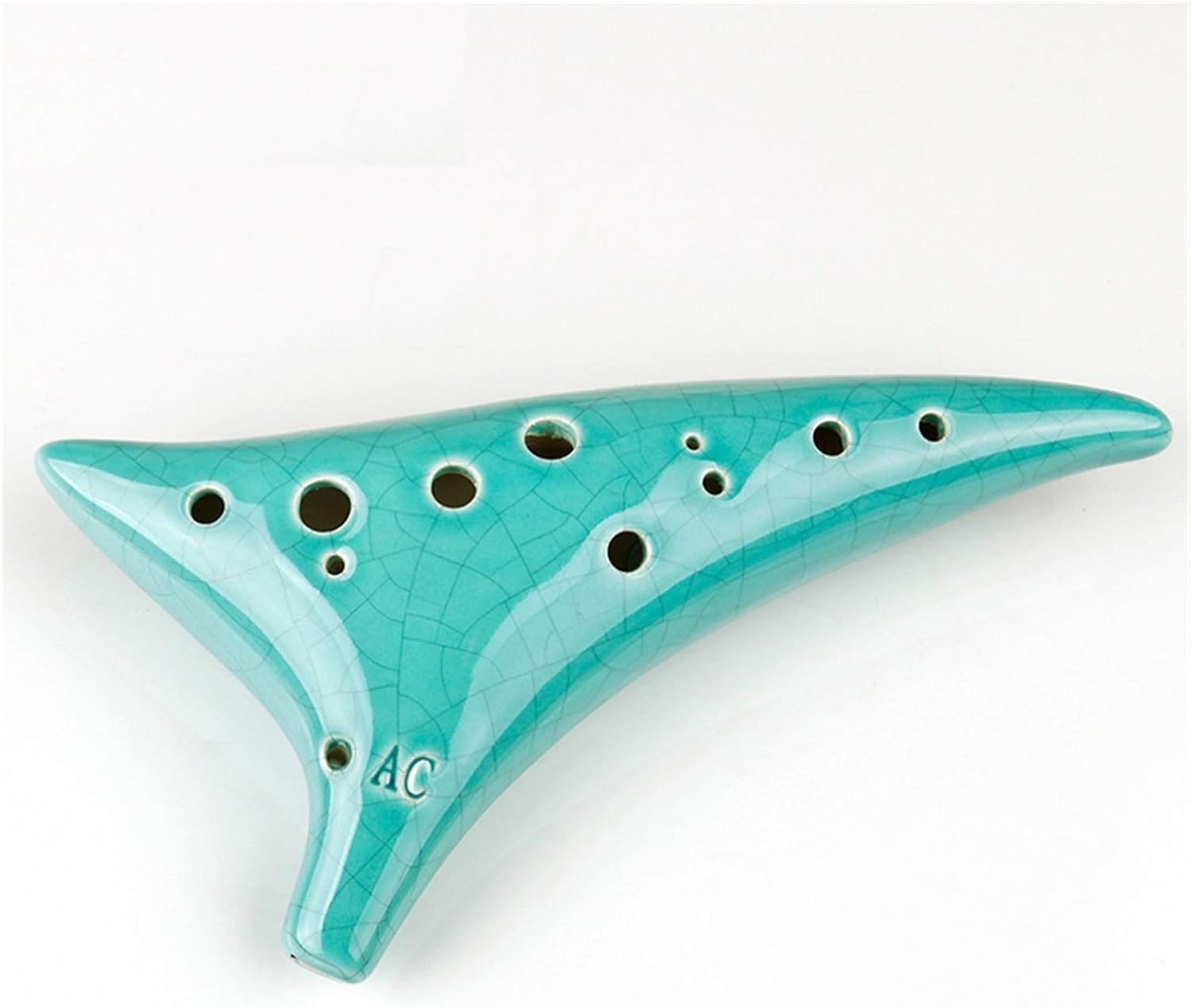 12 Holes Sharp Hole Ocarina Green Ice-Crack Alto C Music Instruments Chinese Woodwind Instrument Flute(Ocarina)