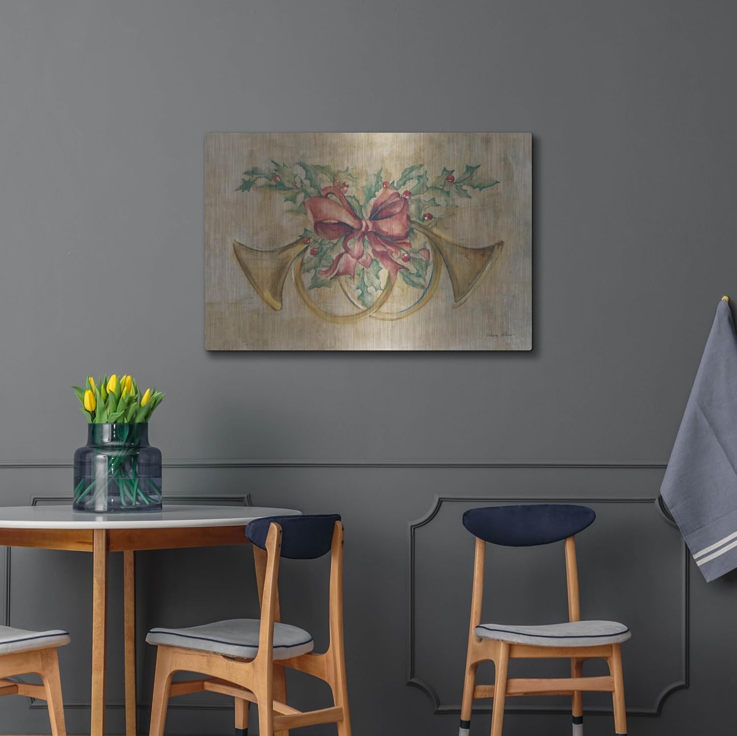 'Holiday French Horns' by Cheri Blum Metal Wall Art, 36