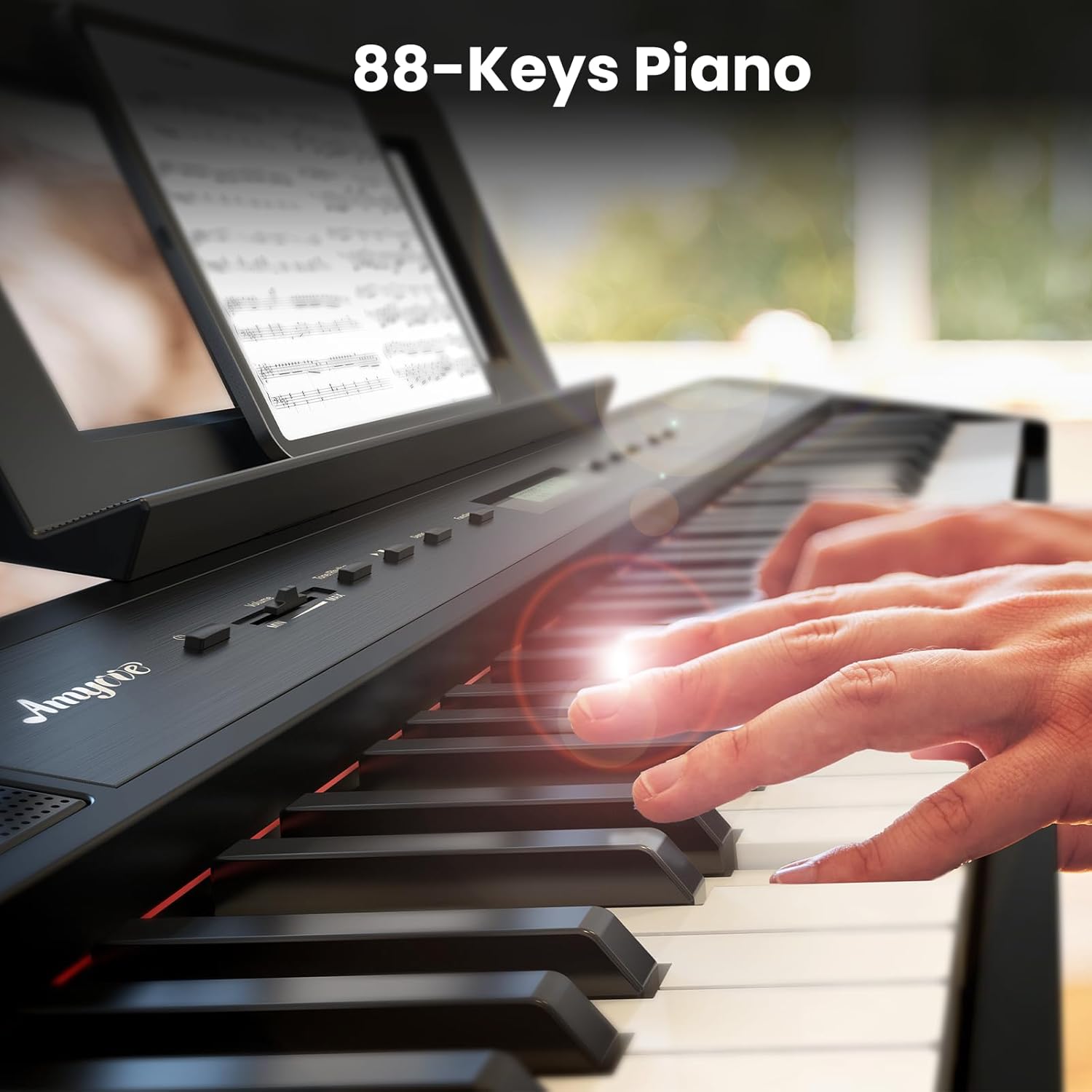 Portable 88 Keys Weighted Digital Piano for Beginner, Electric Piano with Furniture Stand