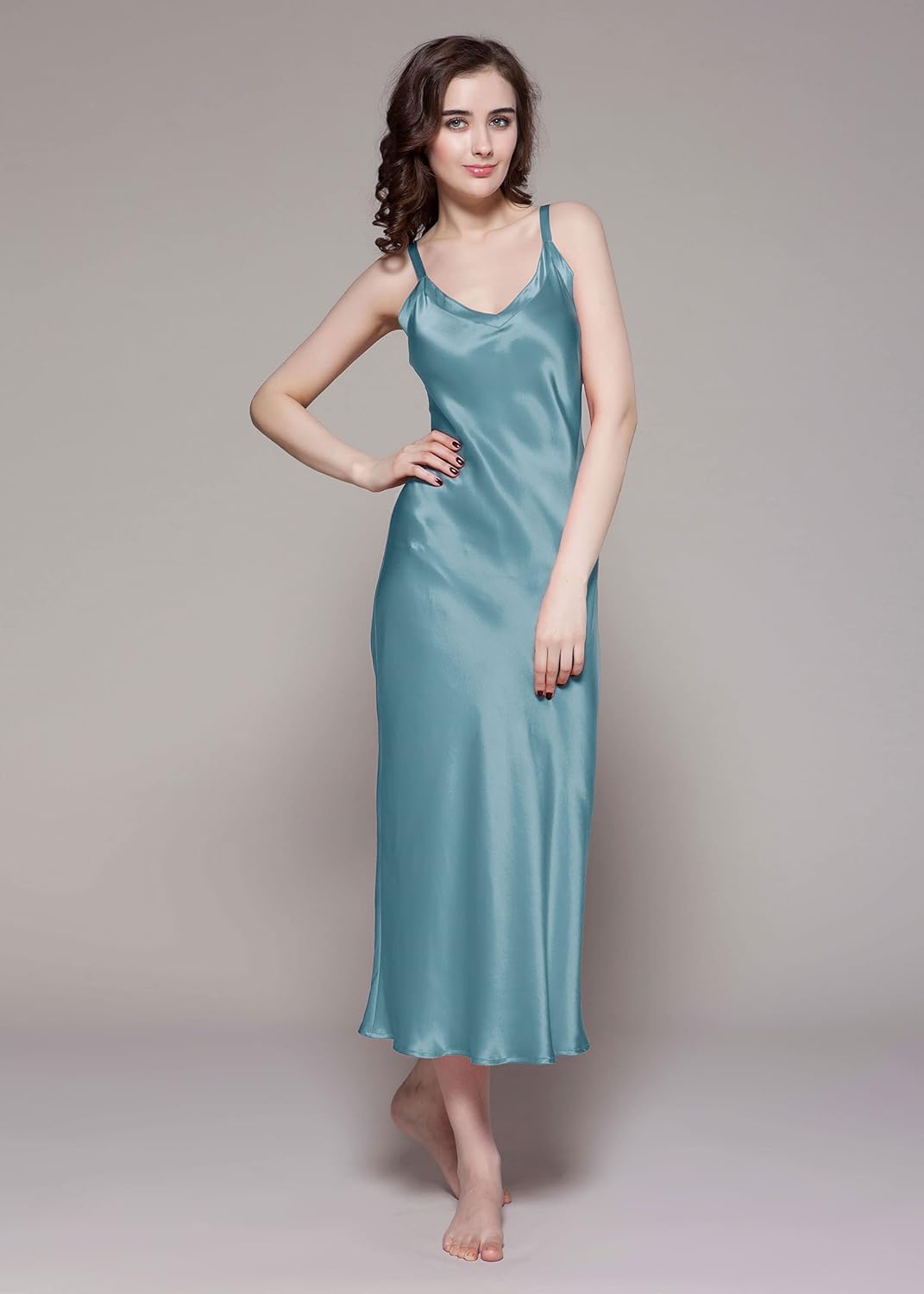 LilySilk Silk Nightgown for Women Mulberry Silk Maxi Fitted Dress Long Flowy for Spring Summer