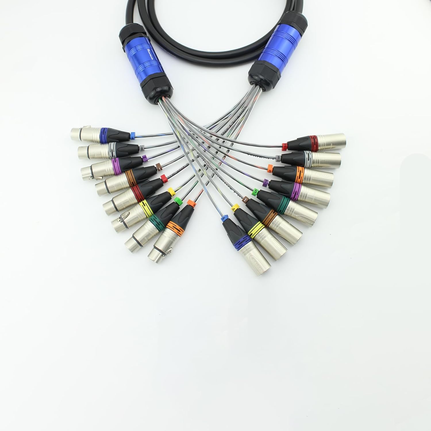 Hand-Welding XLR Snake Cable 8 Channel Male to Female Balanced Microphone Cable, for Stage Recording Studio Live Mobile Performance Signal Line, Made by Canare MR202-8AT, Neutrik NC3MXX NC3FXX