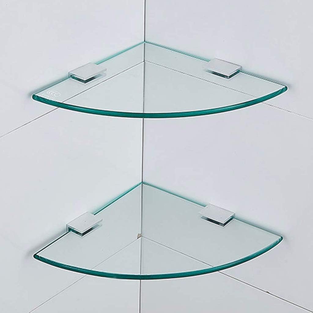 Lavatory Bathroom Tempered Glass Corner Shelf 8MM-Thick Wall Mount Triangular Space Aluminum (Size : 18cm) (24cm)
