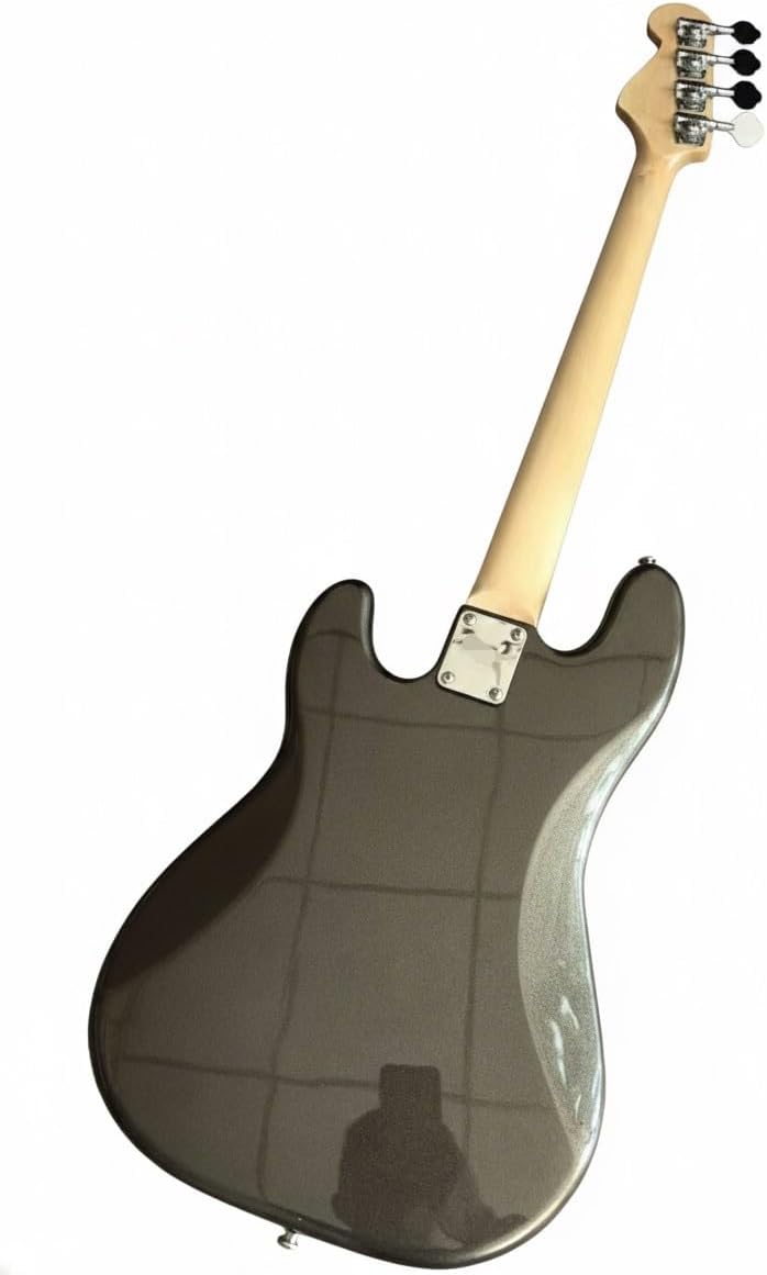 4 String Electric Bass Passive PJ Pickup Configuration Solid Poplar Wood Body Smooth Playability(Metallic Charcoal)