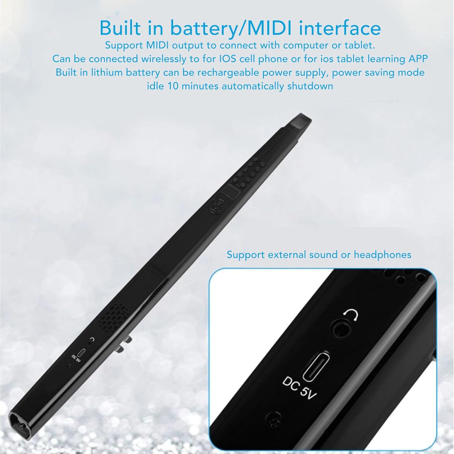 Digital Wind Instrument, Electronic Wind Instrument with 2 Nozzles, 13 Tones, 3 Blowing Sensitivity, Portable Electronic Saxophone for Kids Adults Beginners