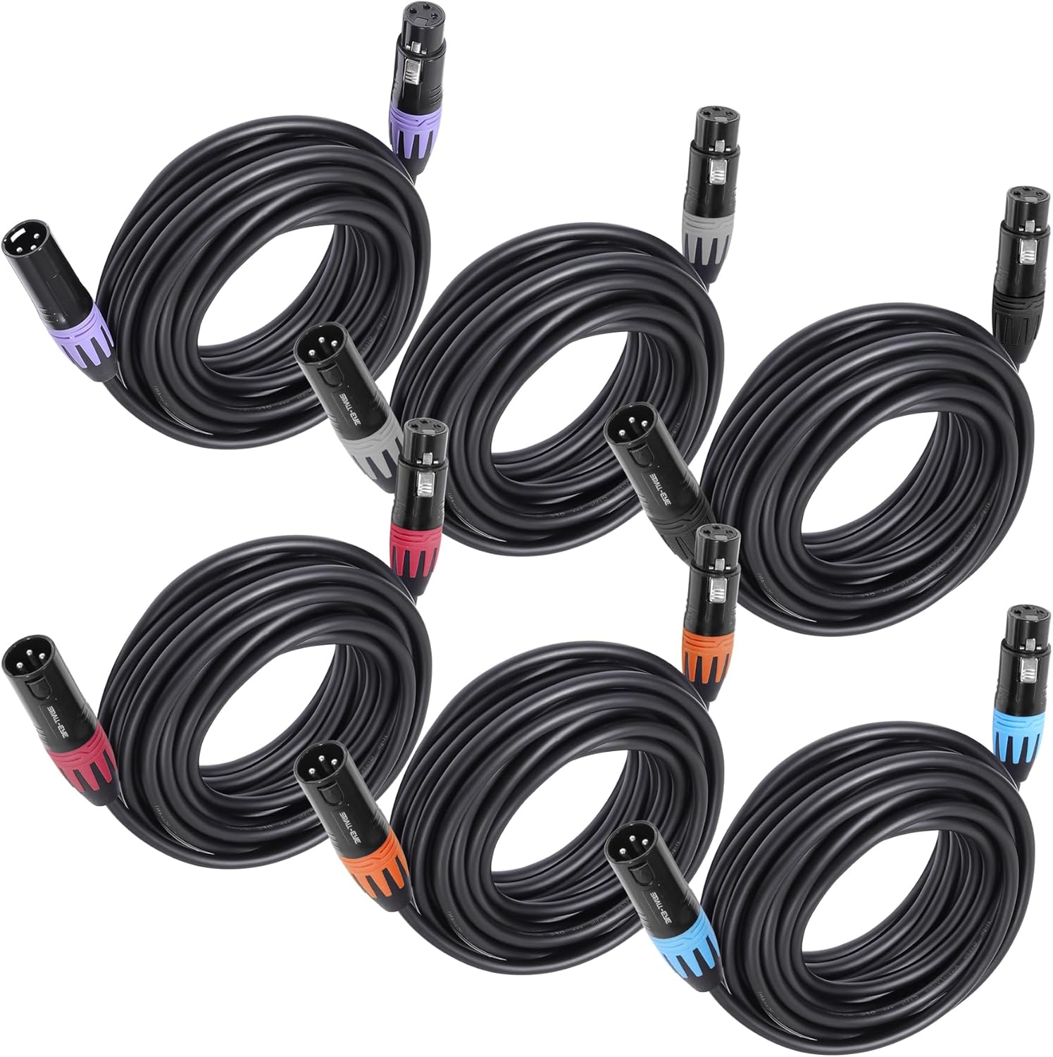SMALL-EYE XLR Cables 25 Feet 3-Pin XLR Male to Female Microphone Cables 22 AWG (OFC) Balanced XLR Cables Set - 6 Pack