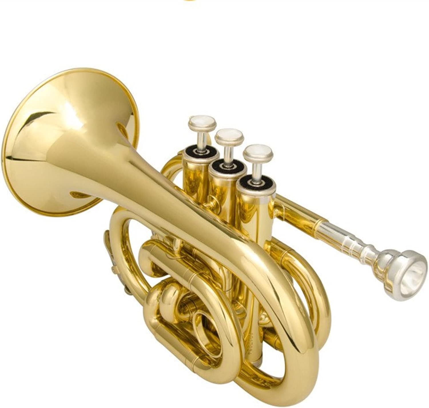 Portable Trumpet B-Flat Pocket Cornet Brass Instrument Beginner Trumpet