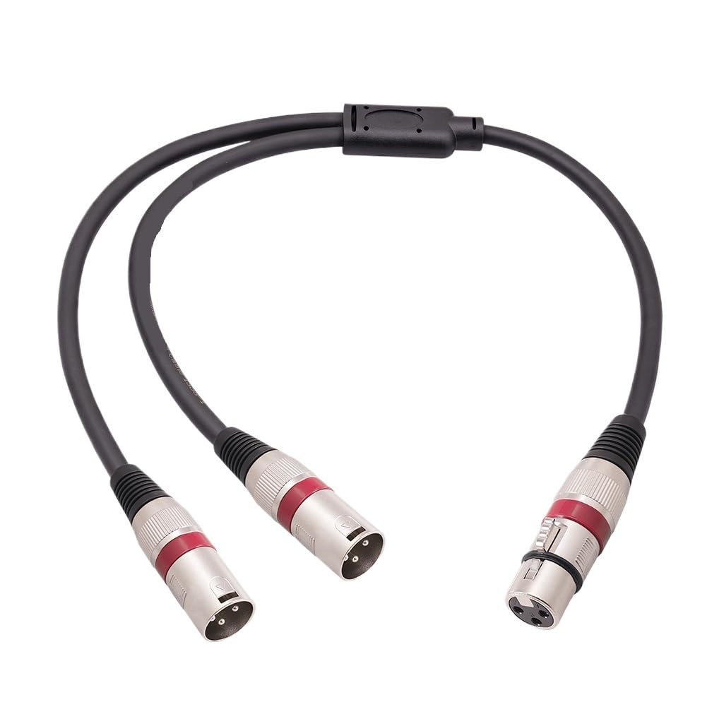 Splitter 3 Pin XLR Female to XLR Male Y Splitter Balanced Mic Cable 3FT 50CM Instruments Microphones Cables Signal(Red,3Pcs)