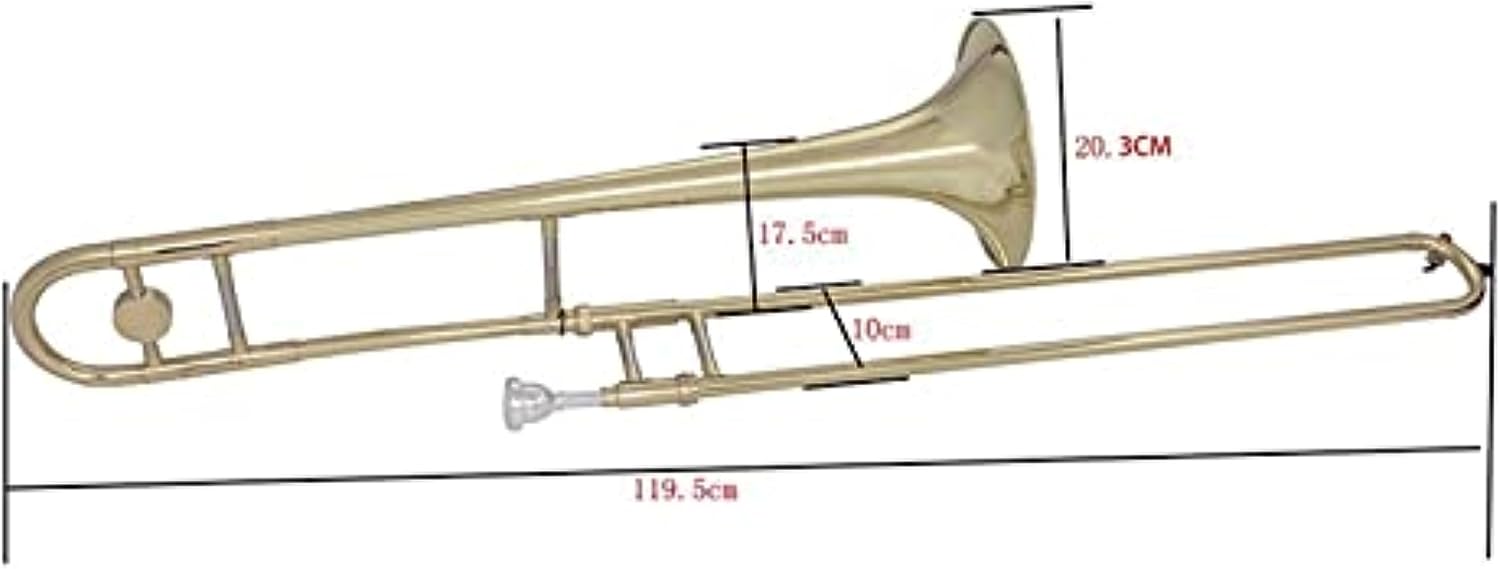 Alto Trombone Brass Gold Paint BB Tone B Flat Wind Instrument with Suitcase Mouthpiece Cleaning Cloth Gloves, for Adult Students and Beginner Professional Performance
