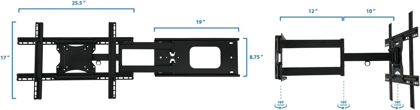 Mount-It! Full Motion Articulating TV Wall Mount Bracket for 32-70” Plasma, LED, LCD Flat Screens up to 100 Pounds and 600x400 VESA, Tilt, Swivel, Extend, Compress