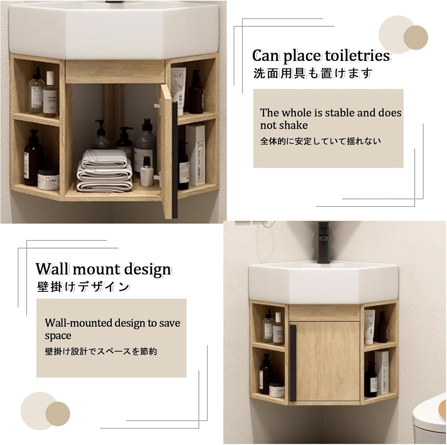 Small Wall Mount Corner Sink,Wall Mounted Freestanding Practical Bathroom Sink,Combo with Corner Mirror Cabinet,Triangle Corner Bathroom Sink,with Cabinet for Home Kitchen Patio Room