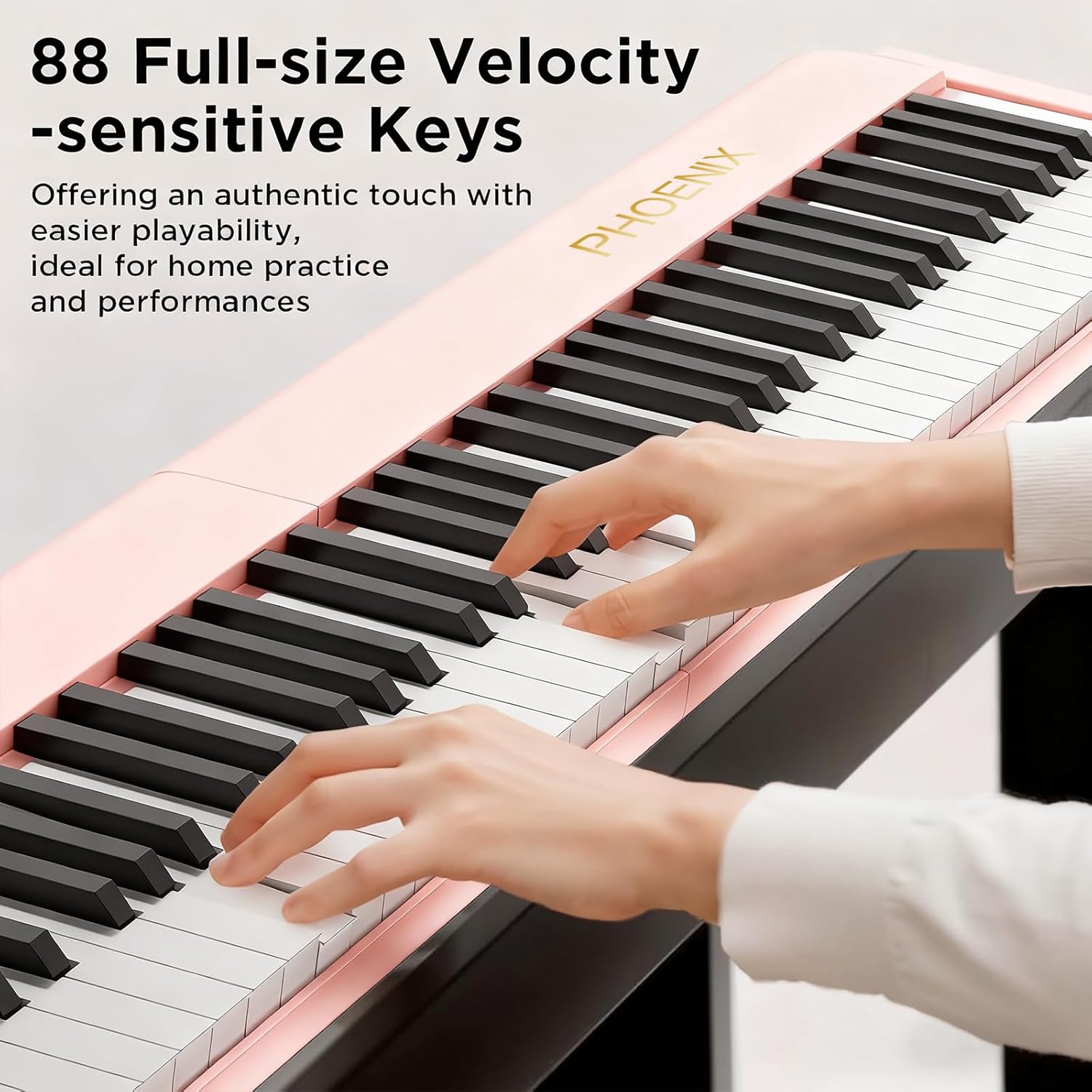 88 Key Piano Keyboard, Magnetic Suction Electric Digital Piano with Semi-Weighted Keys, Sustain Pedal, Power Supply, Gig Bags (Pink)